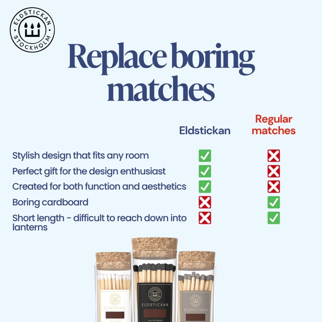Eldstickan comparison ad